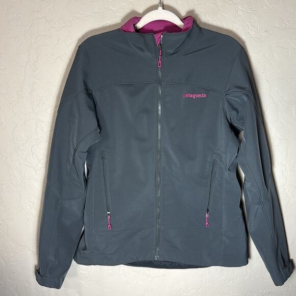 Patagonia adze women’s medium polartec grey and pink full zip shell jacket - Picture 1 of 8